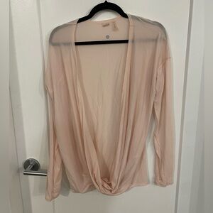 Zella Athletic Cool Down Top Peach Blouse Relaxed Women Medium